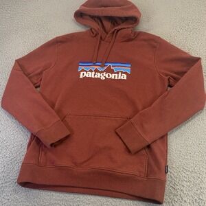 Patagonia Uprisal Hoodie Mens Medium P-6 Logo Red Gorpcore Hike Outdoor Sweater